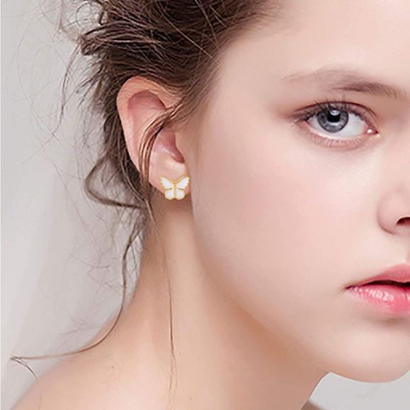 Tiny Petite beautiful pearl-colored butterfly earrings. - Picture 4 of 9